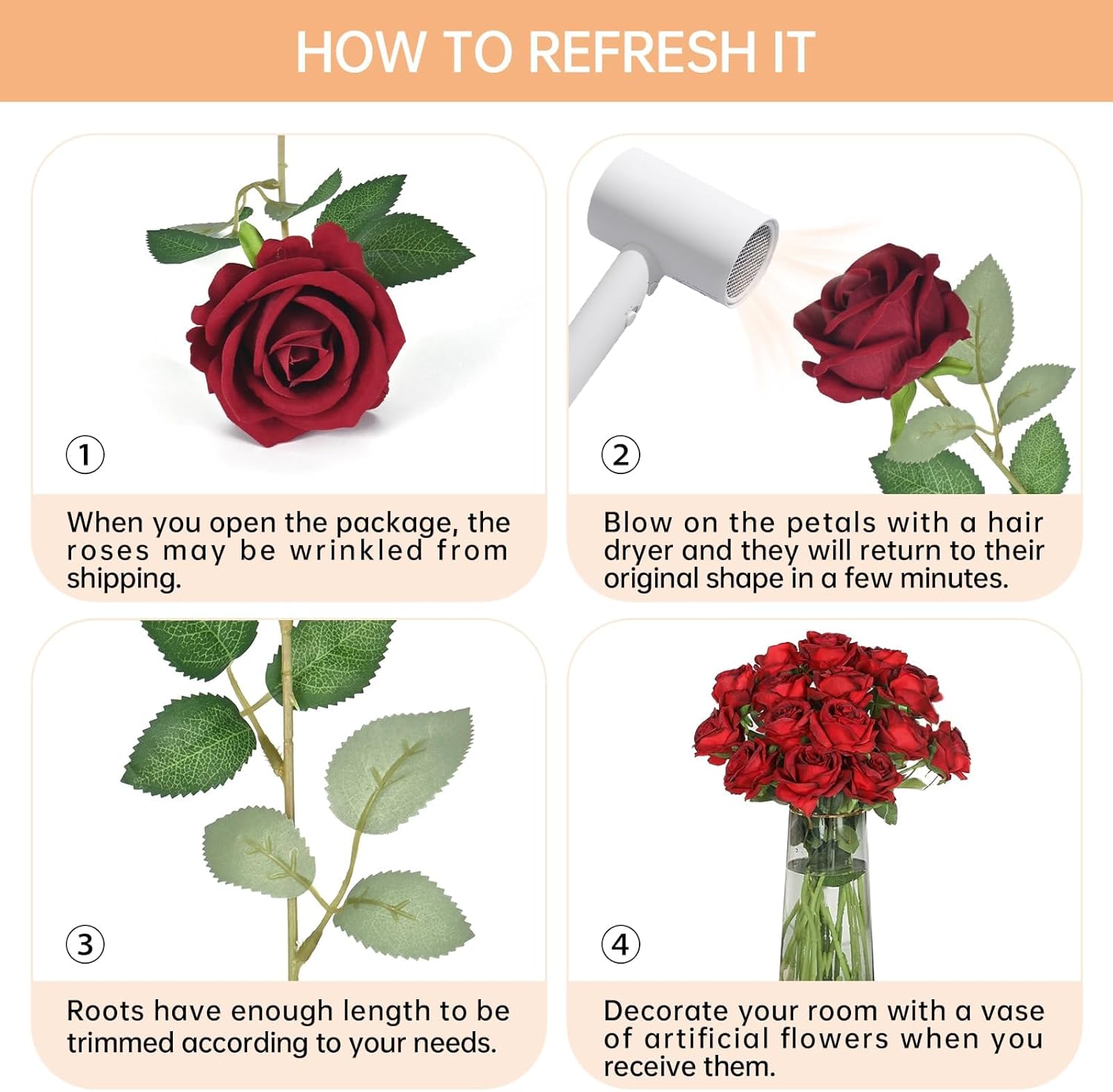 200 Pack Silk Roses Flowers - Artificial Burgundy Fake Flowers with 50cm Stems for Wedding Decor, 3.7in(7cm) Silk-Like Velvet Flower Heads for Wedding, Vintage Decor (200, Burgundy) - Image 4