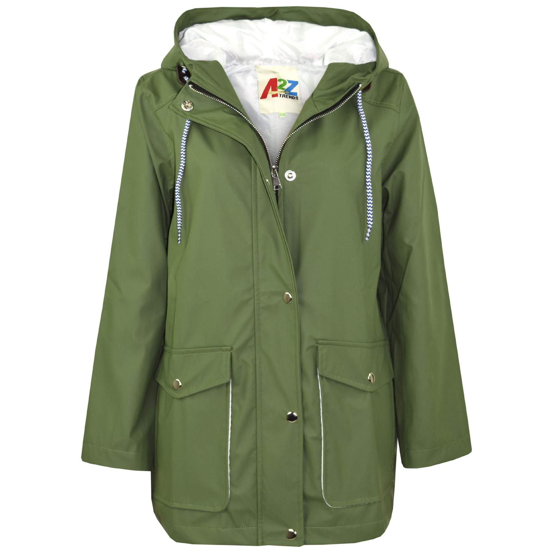 A2z 4 Kids Girls Green Pu Raincoat Jacket Windbreaker Waterproof Parka Hooded Boys Age 5-13 Years