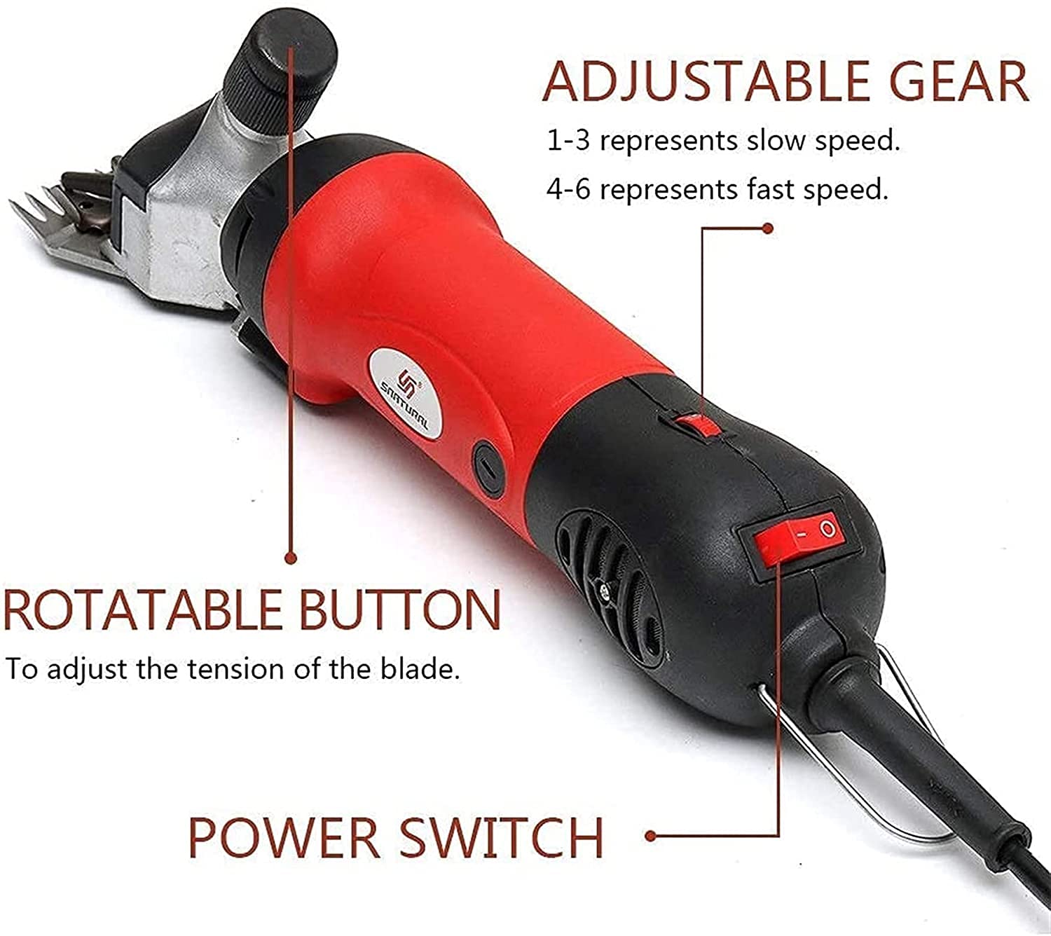 Cortadora de Pelo Esquiladora eléctrica de ovejas 690W Esquiladora eléctrica Profesional de Servicio Pesado Esquiladora eléctrica agrícola de 6 velocidades para Cabra Alpaca (Amarillo)