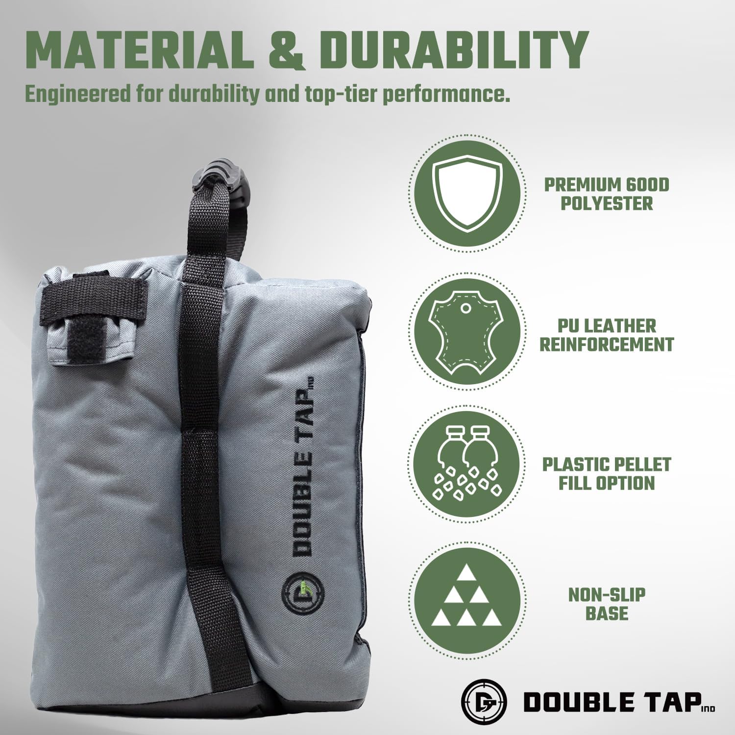 H-Channel Shooting Bag Rest | Double Tap Ind. (Unfilled), Grey