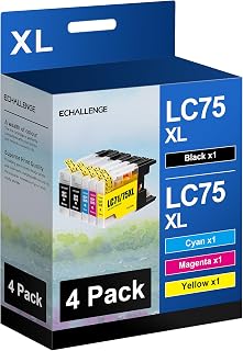 LC75XL High Yield Compatible Ink Cartridge Replacement for Brother LC75 LC71 LC79 XL Ink cartridges to Use with MFC-J6510DW MFC-J6710DW MFC J6910DW J280W (1 Black, 1 Cyan, 1 Magenta, 1 Yellow) 4 Pack