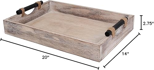 Miniatura 6 de Rutledge & King Bethany Bandeja para servir Bandeja otomana bandeja decorativa Bandeja de mesa auxiliarbandeja redonda de madera Bandeja de