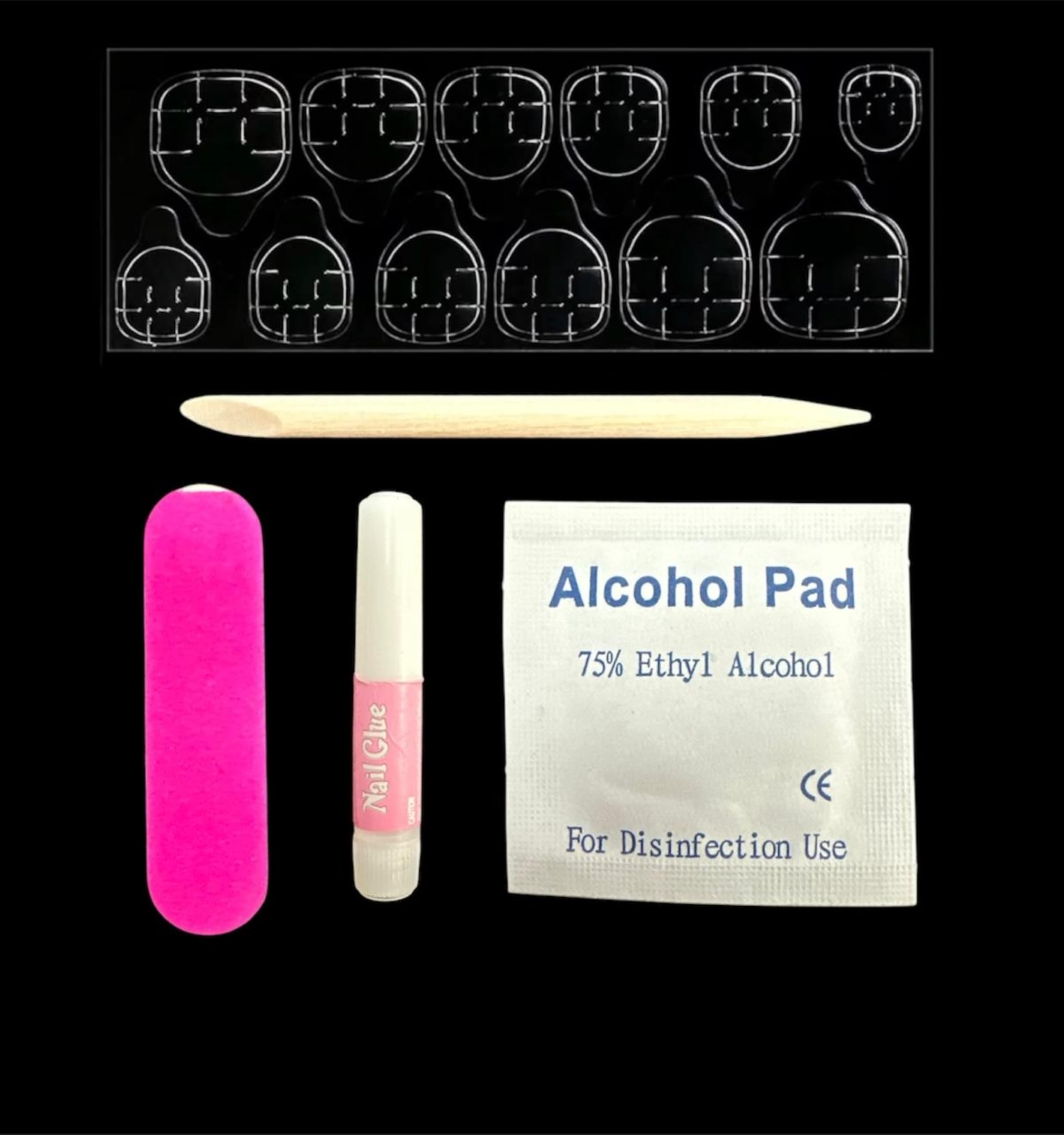 20pcs press on kits, Disposable Manicure Kit Individually Packed 5-Piece Mini Press on Nail Tool Prep Kit Includes Mini Nail File, Cuticle Stick, Prep Pad, nail glue, glue tap for Salon Business Home Travel Use (20pcs)-picture-37