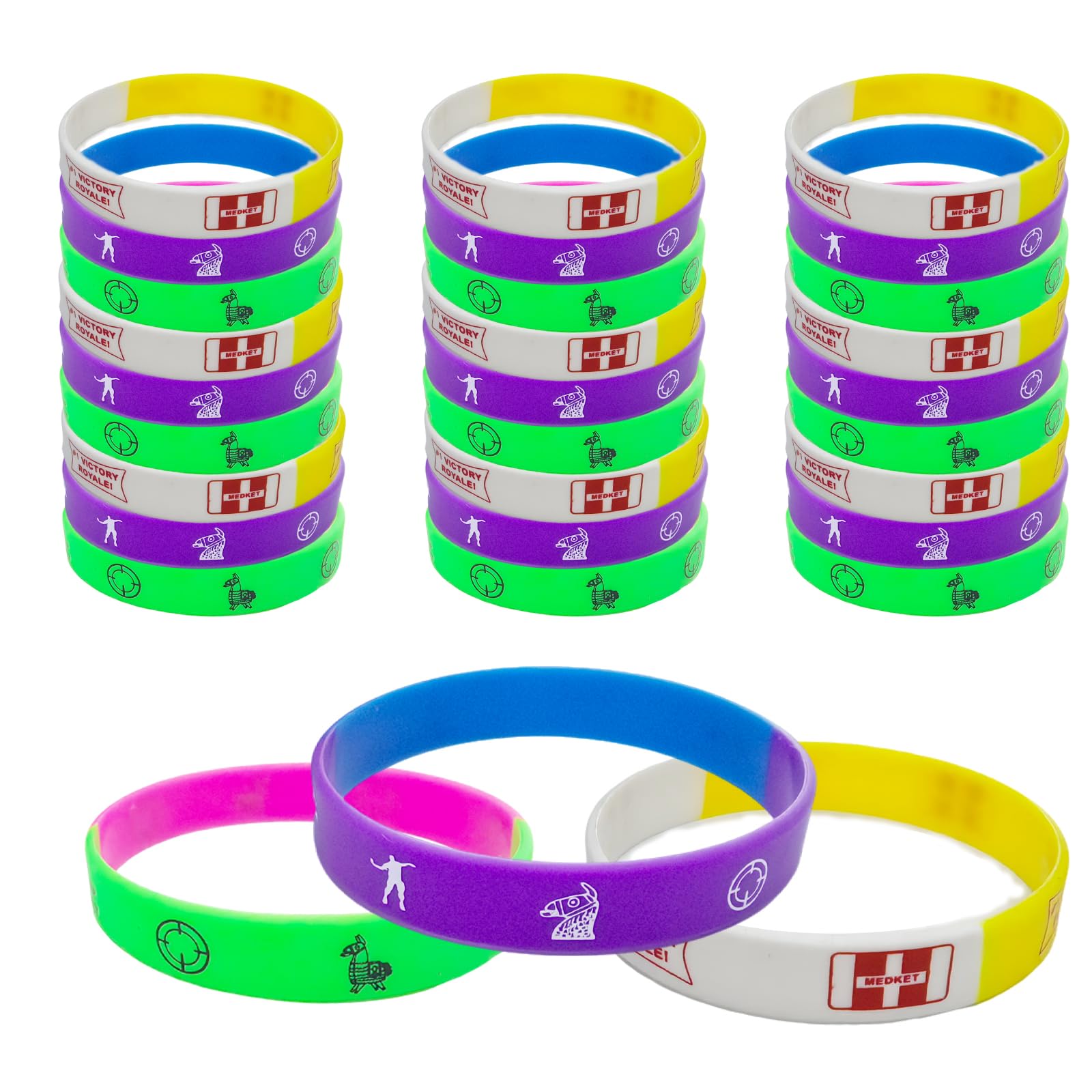 MerryNook 30Pcs Video Games Bracelets Silicone Wristband,Llama Theme Party Decorations Birthday Party Supplies for Video Games Llama Gamer Party Favors