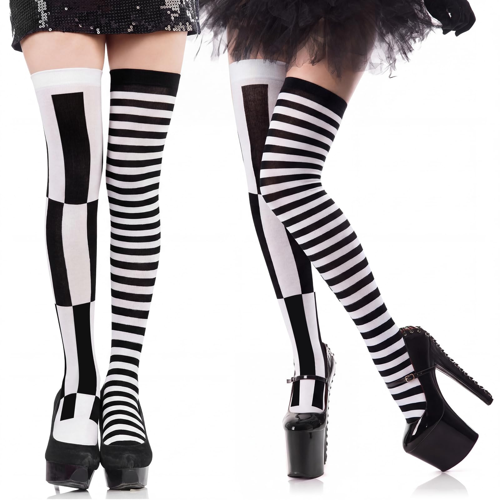 Geyoga Halloween Stocking Costume Women Red Heart Cosplay Thigh High Sock