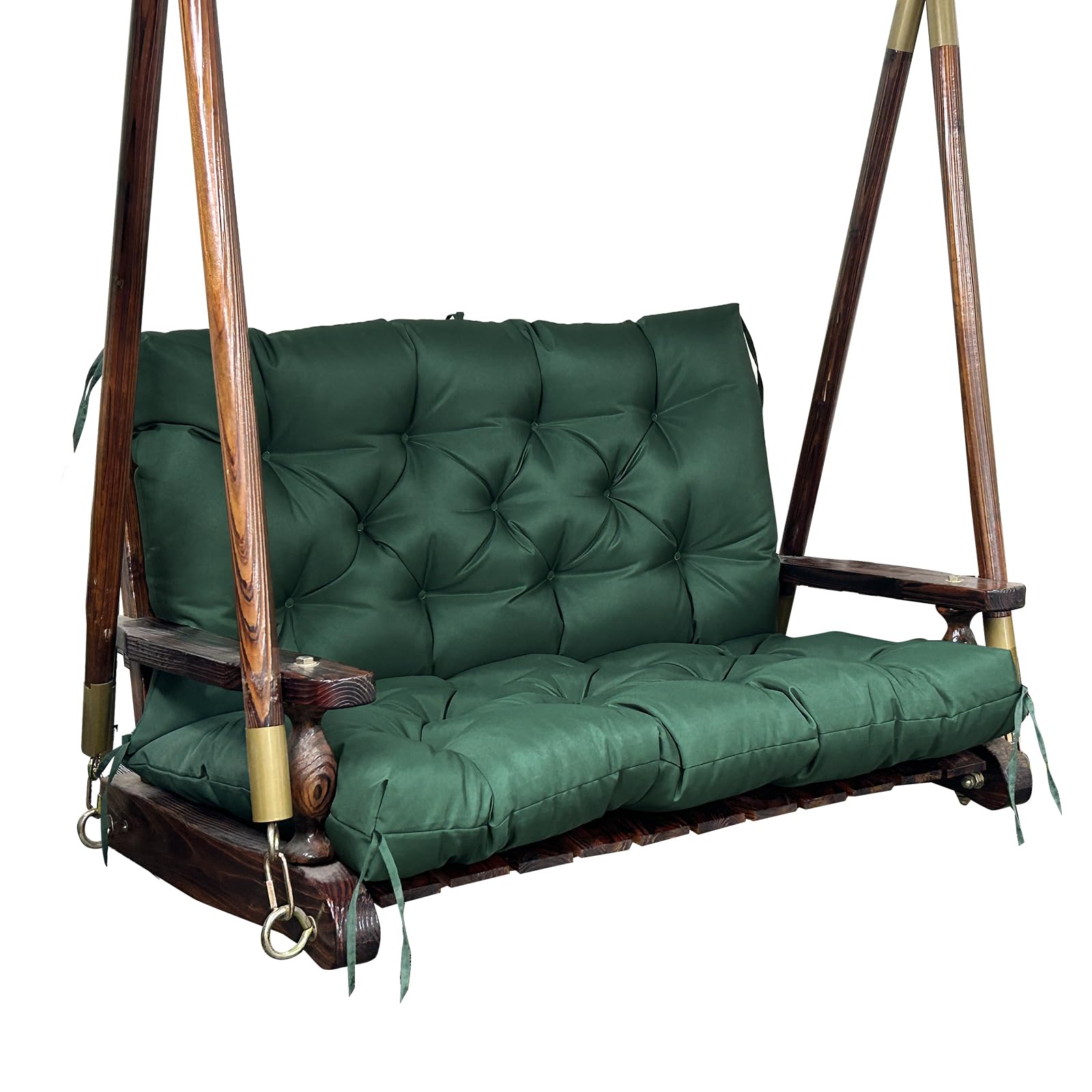 QLWY-MQL Porch Swing Replacement Cushions: 2-3 Seater Outdoor Waterproof Swing Cushions with Ties - Thick Swing Cushion with Backrest for Garden Patio