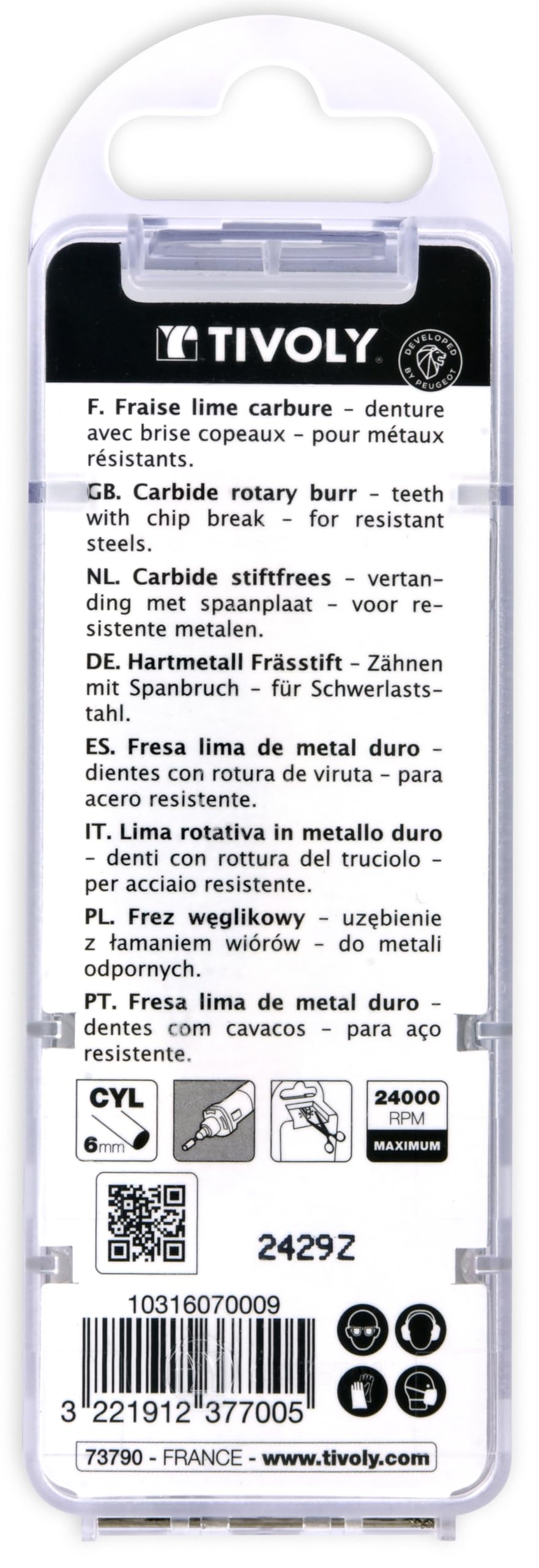 TIVOLY - Coffret 3 Fraises Limes Carbure Ø8mm - Fraisage des Métaux les plus Résistants - Queue Cylindrique Ø6mm pour Meuleuse Droite