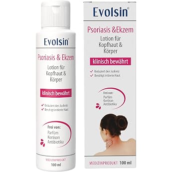 Evolsin Eczema &amp; Psoriasis Lotion for Scalp and Body | For irritated, dry and irritated skin, reduces itching
