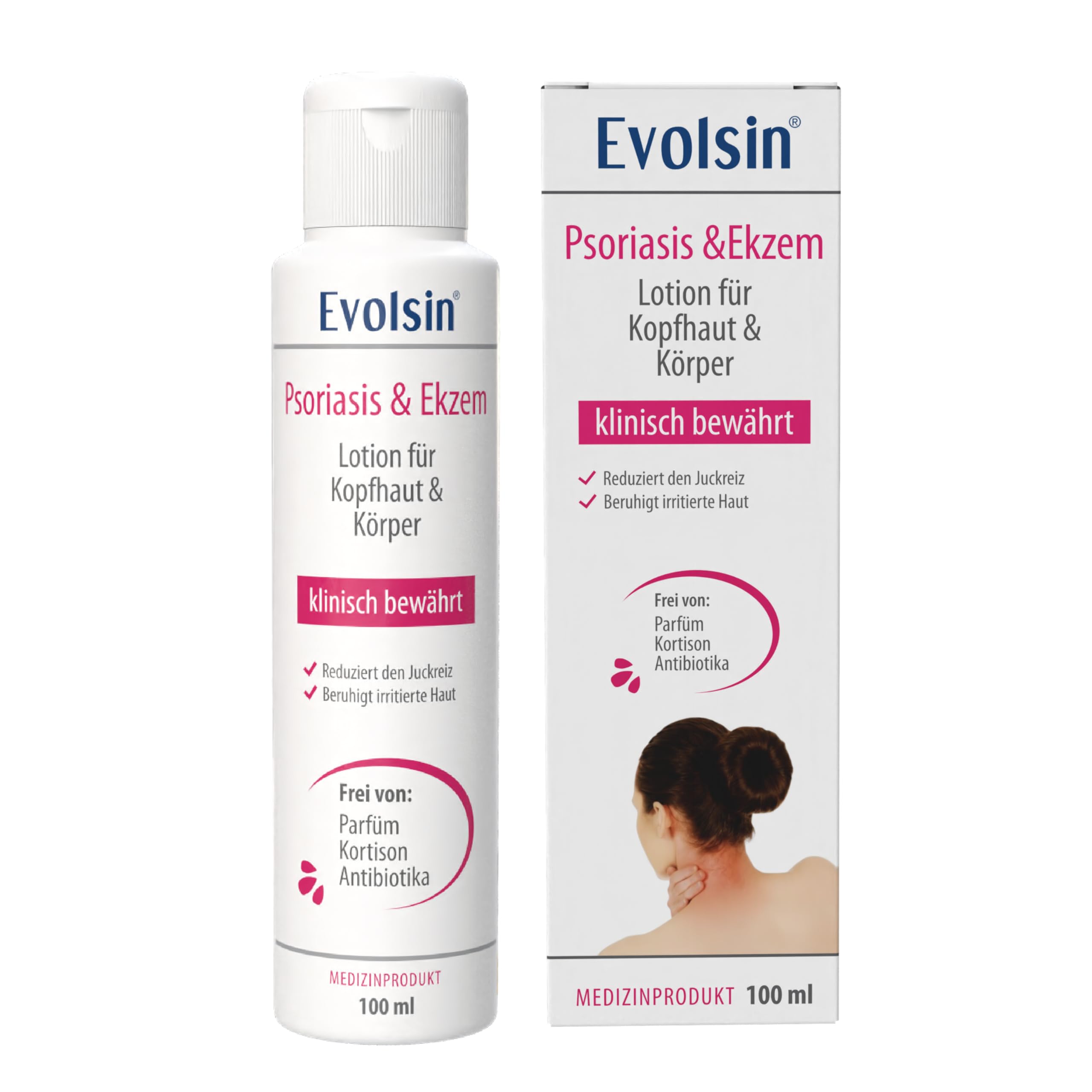Evolsin® Ekzem & Psoriasis Lotion für Kopfhaut und Körper - ideale Kombination mit Schuppenflechte Shampoo - bei gereizter, trockener & irritierter Haut - Mindert Juckreiz - Schuppenflechte Kopfhaut