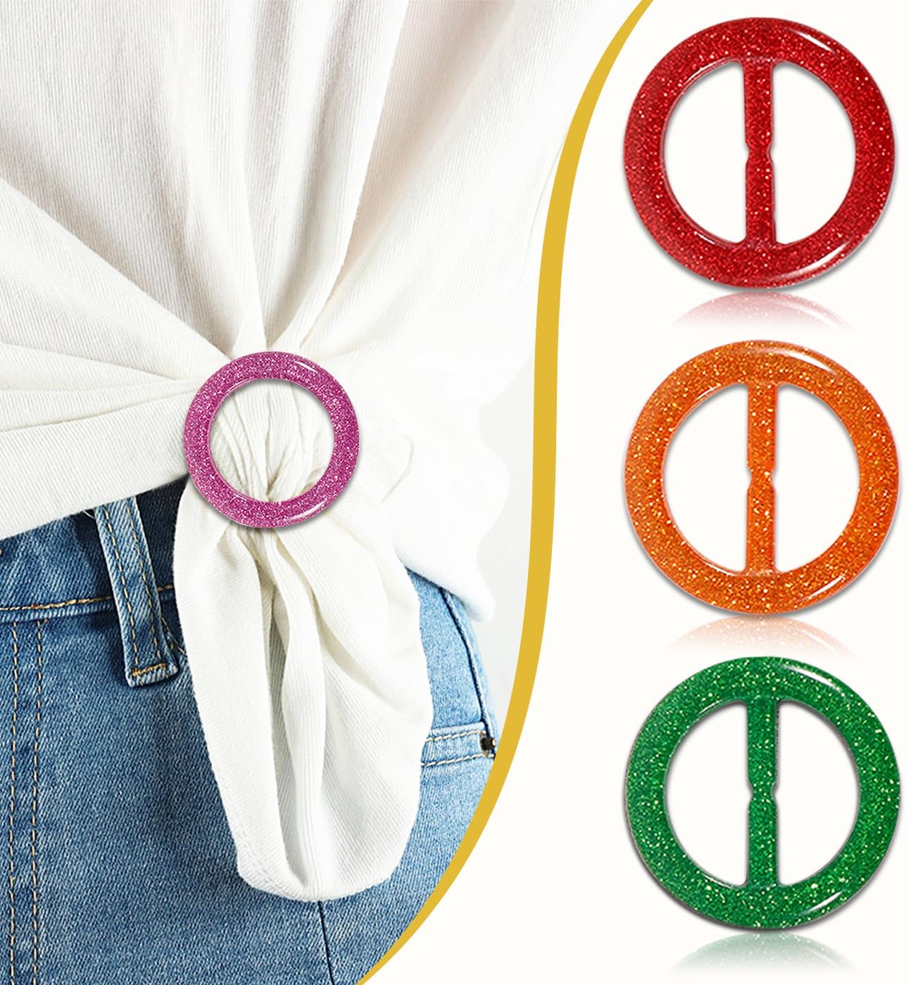 T-Shirt Clips 9 PCS, Clothes Corner Knotted Button, Fashion Alloy Pearl Rhinestone Circle Clip Buckle Round Shirt Silk Scarf
