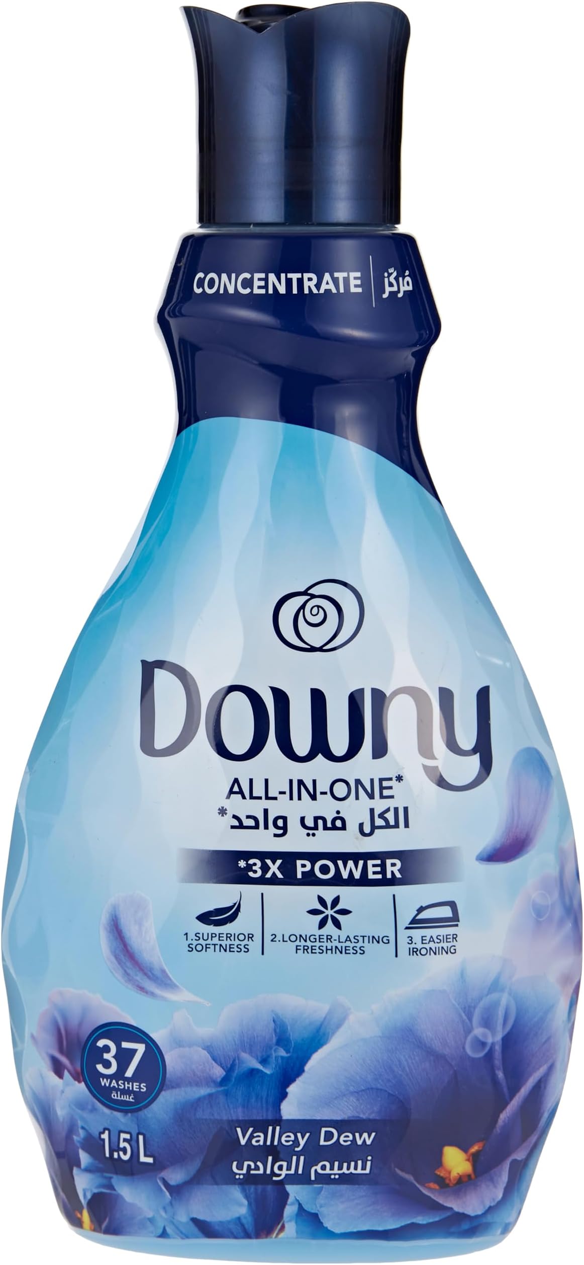 Downy Fabric Softener Concentrate, All-in-One, Valley Dew Scent, 1.5L