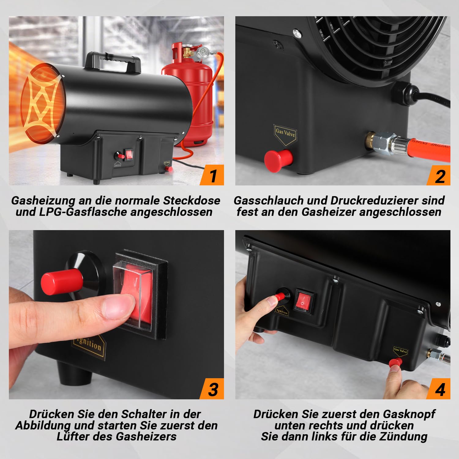 KESSER® Sfeervolle Gaskachel 3400 Watt inclusief Gasdrukregelaar en KESSER® Sfeervolle Gaskachel 3400 Watt inclusief Gasdrukregelaar en