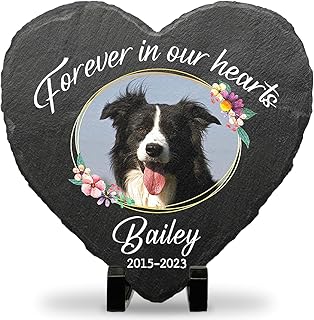 Pawfect House Forever in Our Hearts Personalized Dog Memorial Stone, Dog Memorial Gifts for Loss of Dog, Cat, Pet Memorial Gifts, Grave Decorations for Cemetery, Pet Loss Gifts, Garden Decor