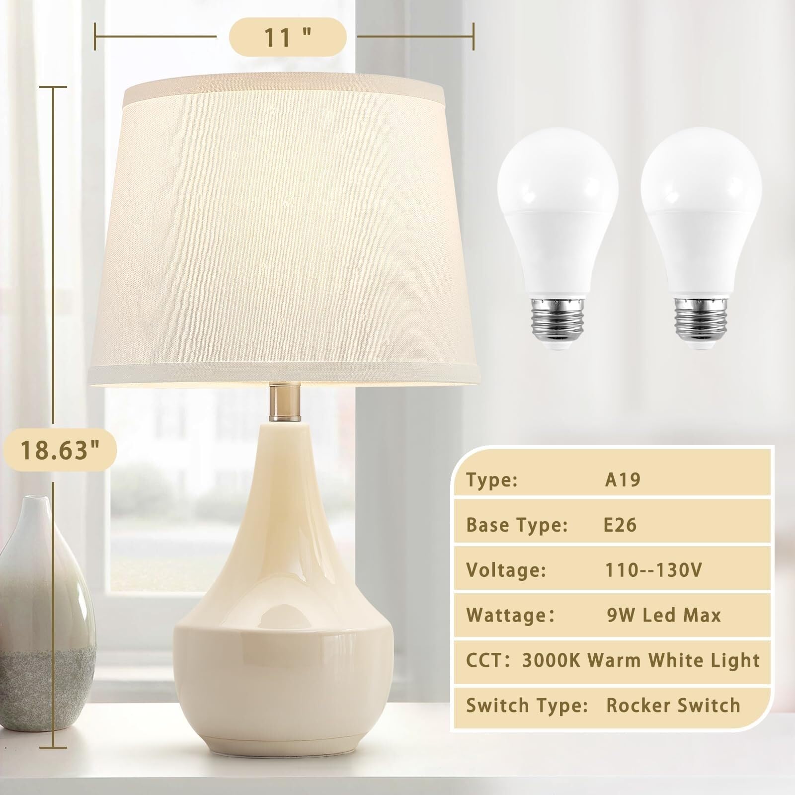 TTDGYYXW Ręcznie wykonany ceramiczny zestaw lamp stołowych w kolorze srebrnym i niebieskim do salonu i sypialni (ciepła biel 3000 K)