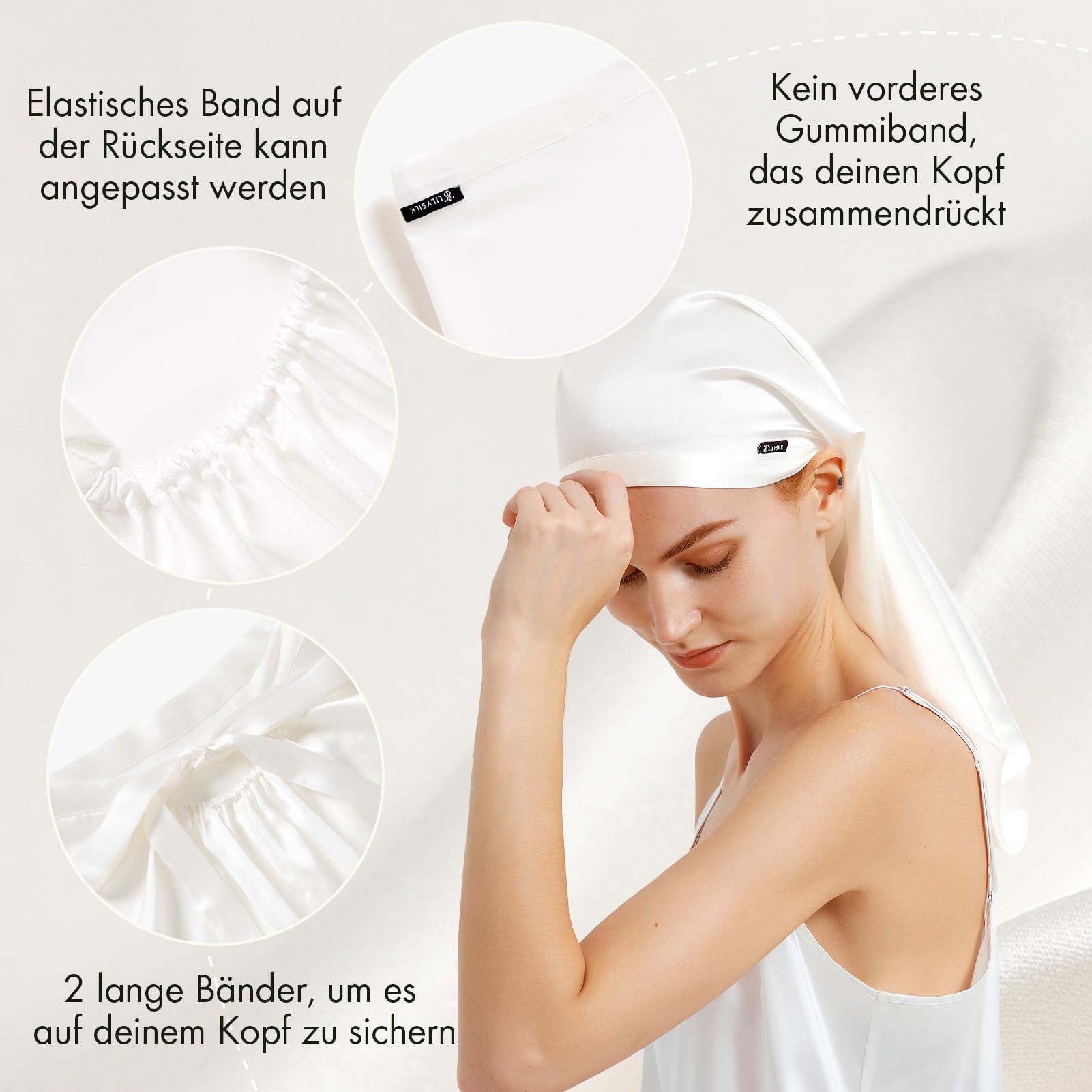LilySilk Damen 19 Momme 100% Maulbeerseide Lange seidenhaube zum schlafen