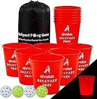 Vista 10 de Yard Pong Outdoor Games, Giant Yard Games Set with 12 Buckets and Balls for Adults and Family, Toss Game Throwing Games for Beach, Camping, Lawn and