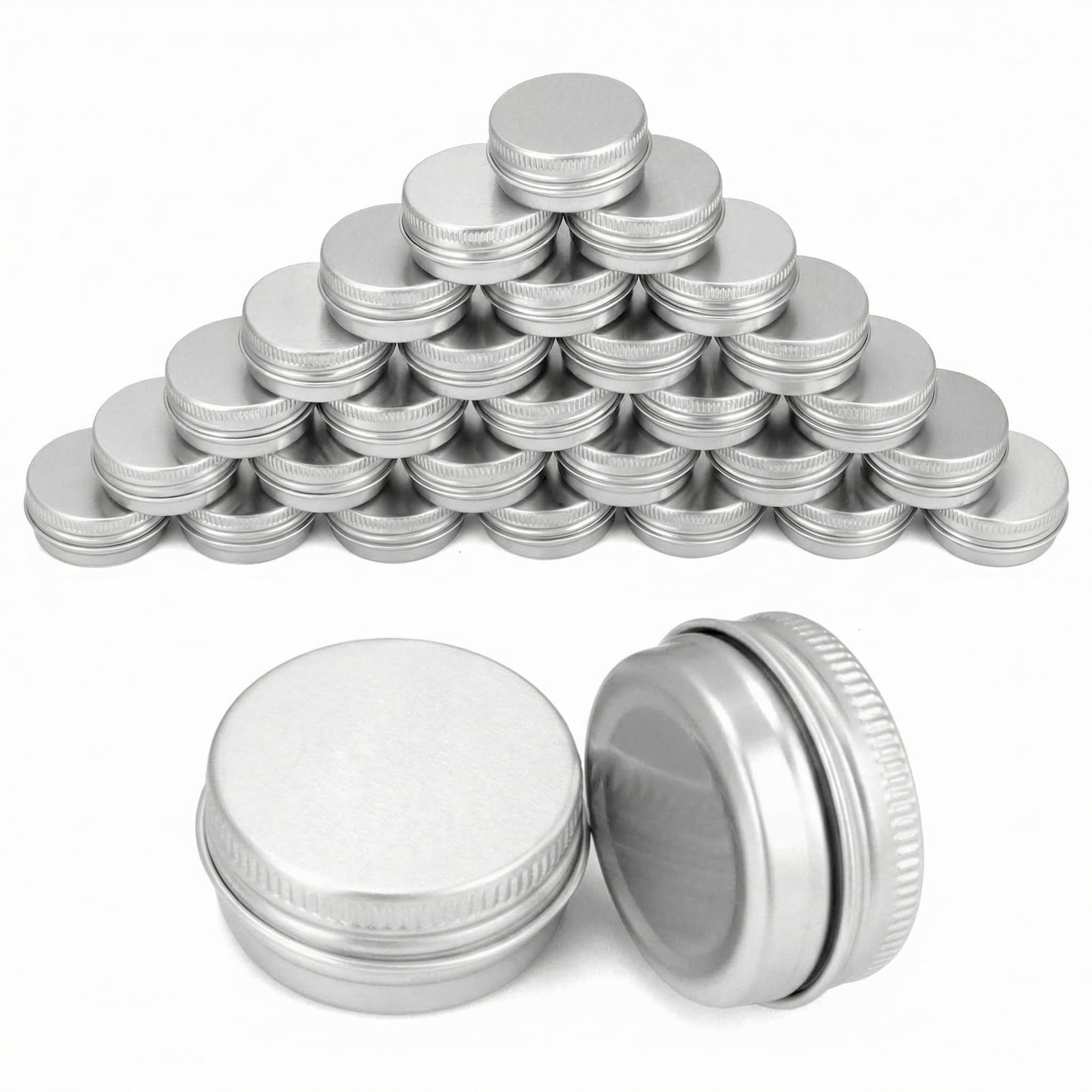 QWORK® 30 pezzi Vasetti Alluminio con coperchi, Barattoli vuoti rotondi per assortimento di gioielli per lozione crema (30ml)
