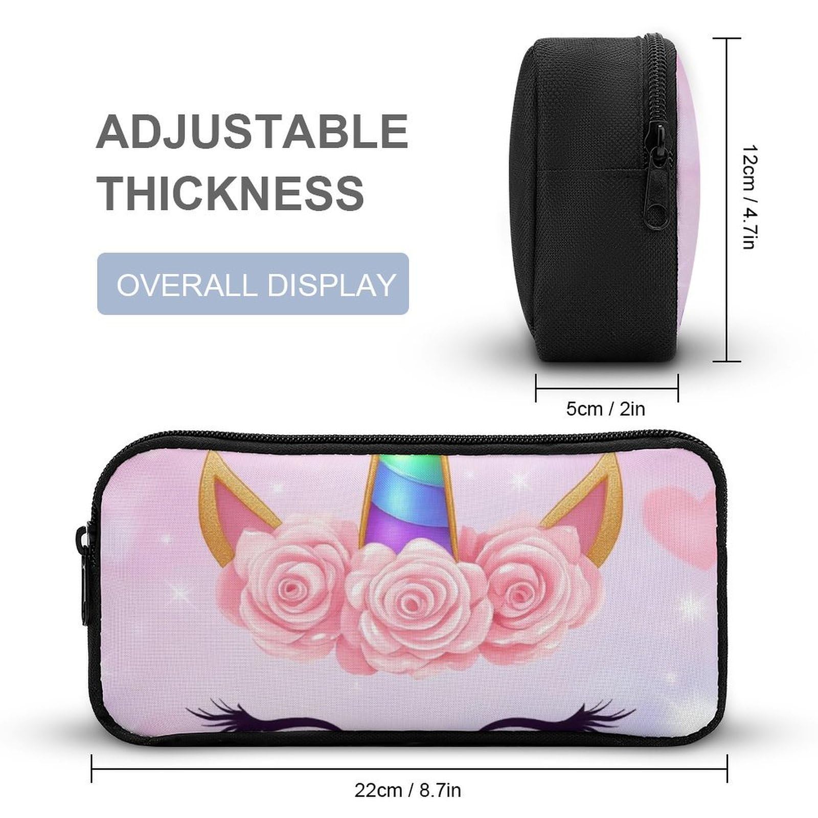 Ensemble sac à dos avec boîte à lunch et trousse de maquillage, idéal pour les voyages (motif licorne rose) (1