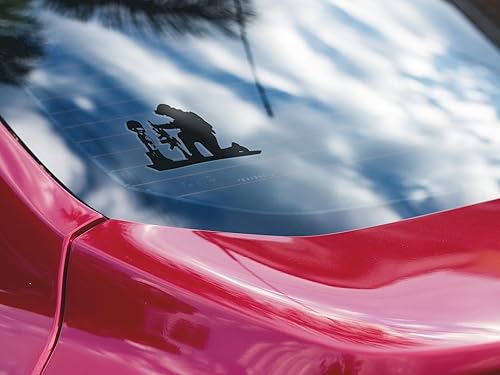 Miniatura 5 de MBlk URI334-MB - Calcomanía de vinilo con diseño de cruz de soldado orando sobre el campo de batalla, para coches, camiones, SUV, camionetas,