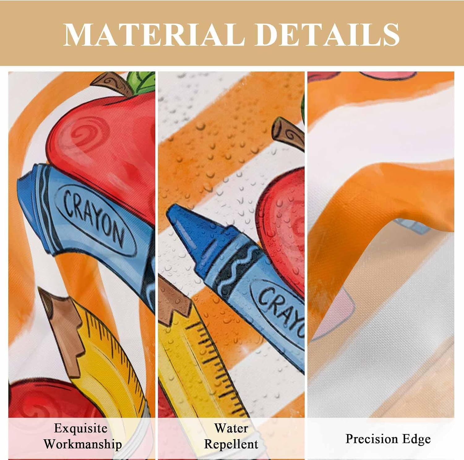 Children's Day Rectangle Tablecloth, Funny Cartoon Pencil Orange Striped Waterproof & StainResistant Tablecloth, Washable Oil-proof Table Cover for Dining/Party/Wedding/Camping/Buffet 60x84 In