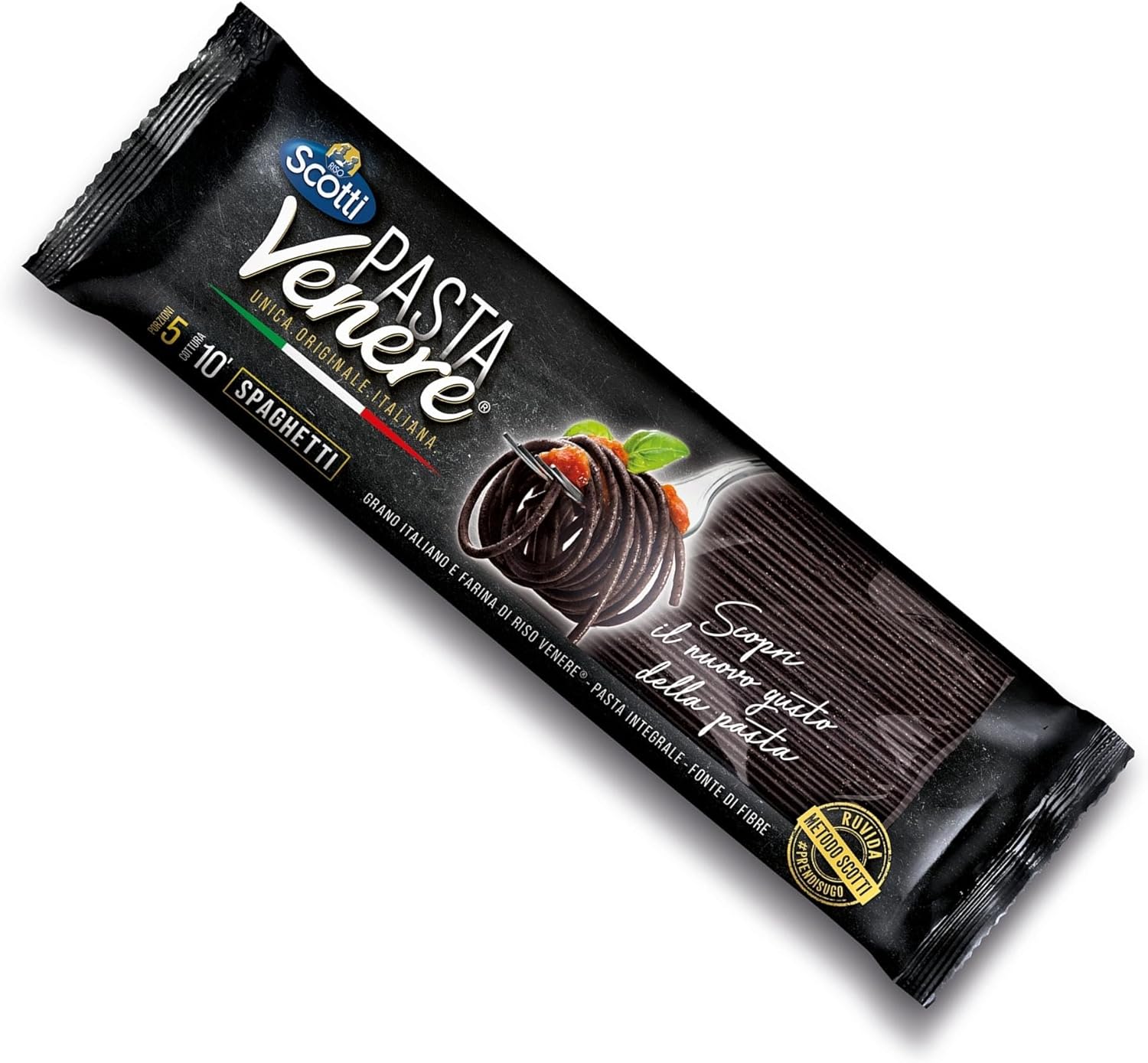 Riso Scotti, Pasta Venere Spaghetti di Riso, Pasta Integrale di Riso Venere Coltivato in Italia, Fonte di Fibre, Fosforo e Proteine, Ideale per un'Alimentazione Equilibrata, Formato 400 g - Immagine 1