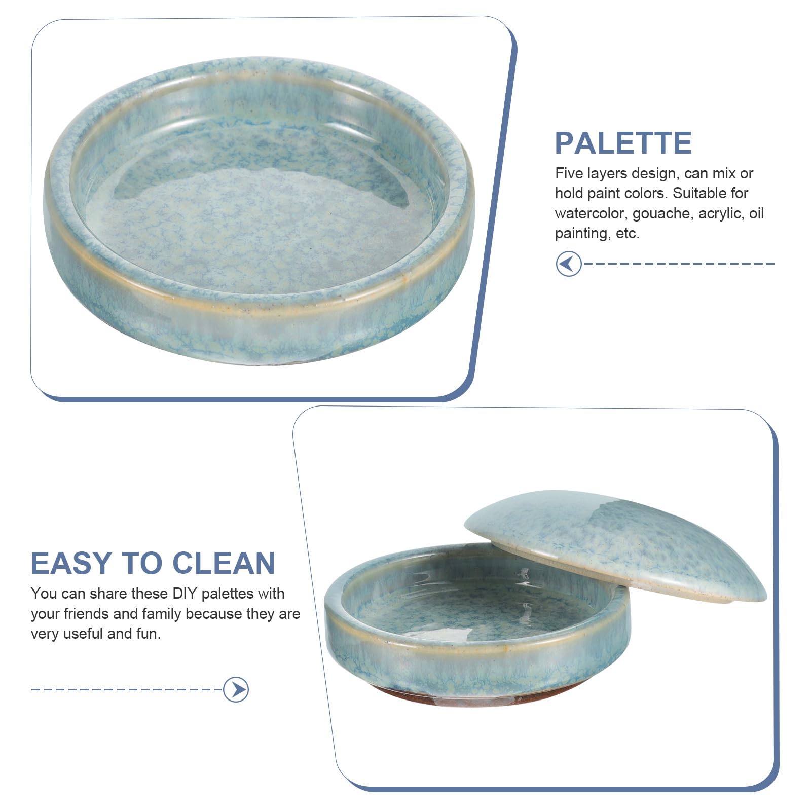 Palettes de Peinture en Céramique Empilables 5 Couches Multifonctionnelles pour Artistes et Débutants, Faciles à Utiliser et Pratiques pour Aquarelle