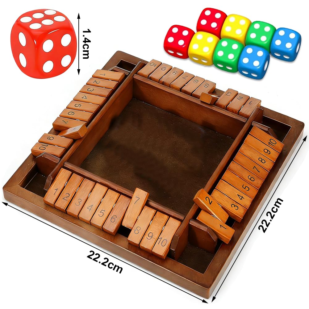 FCXVXCL Shut the Box Game 4 Player, Shut The Box Game Wooden Board - Image 2