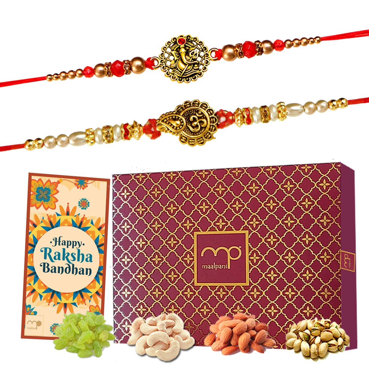 Maalpani Multicolor Thread and Beads Rakhi Set - Roli Mauli, Dry fruit For Bhaiya (Men/Boy) (B01I3ISUMA) Amazon Price History, Amazon Price Tracker