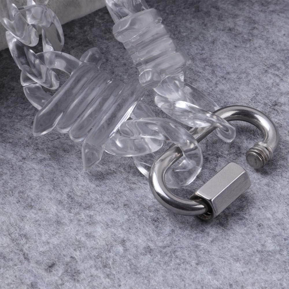 Rock Punk Transparent Acrylic Spike Chain Necklace For Men Women New Clear Chain Lock Pendants Necklaces 2021 Jewelry (Metal Color: Light Yellow Gold Color) - Image 7