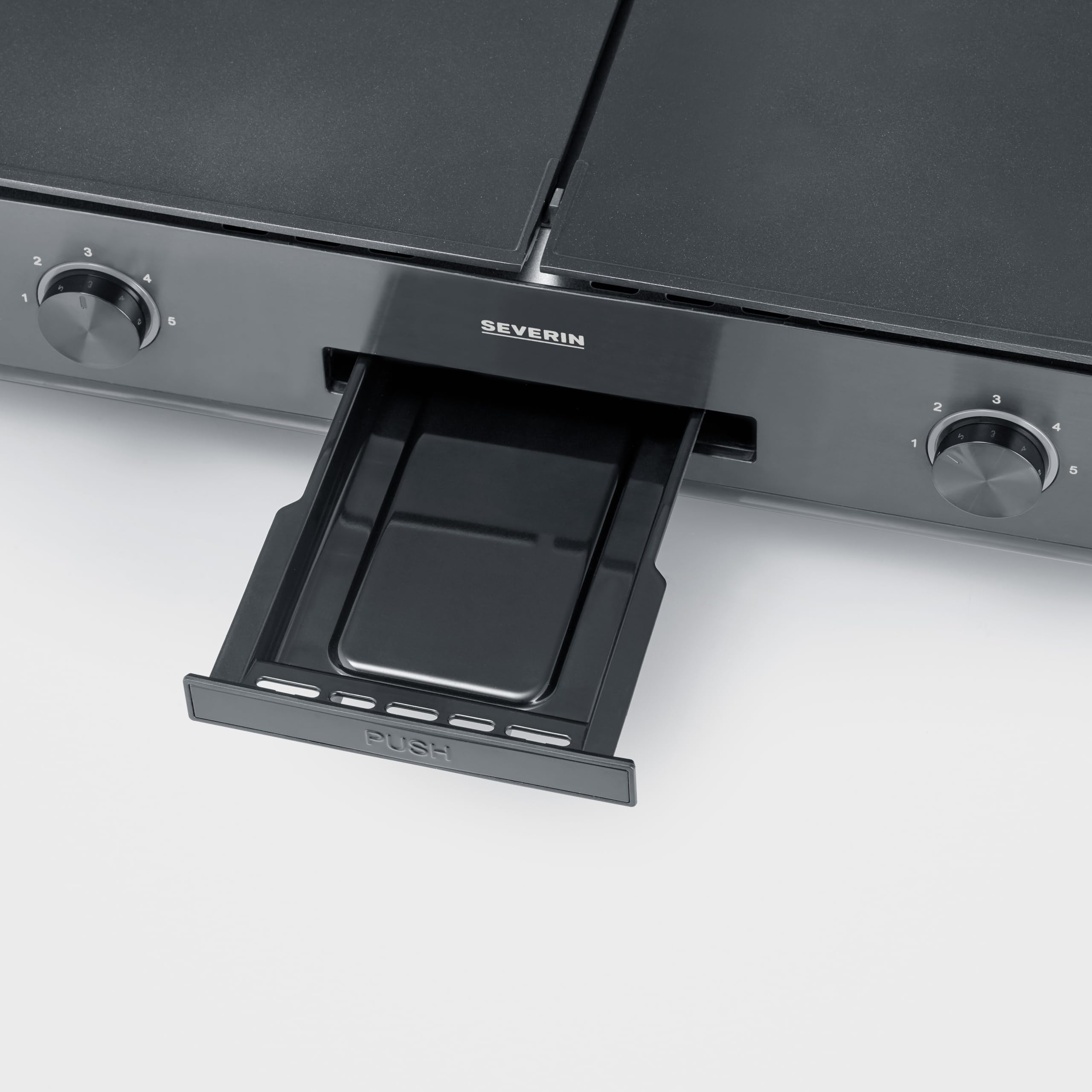 SEVERIN Plancha réglable jusqu'à 240°C, 2 200 W, Plaque de cuisson au revêtement céramique pour viandes, poissons & légumes, Gril électrique avec bac récupérateur de graisse amovible, Noir, PG 8569