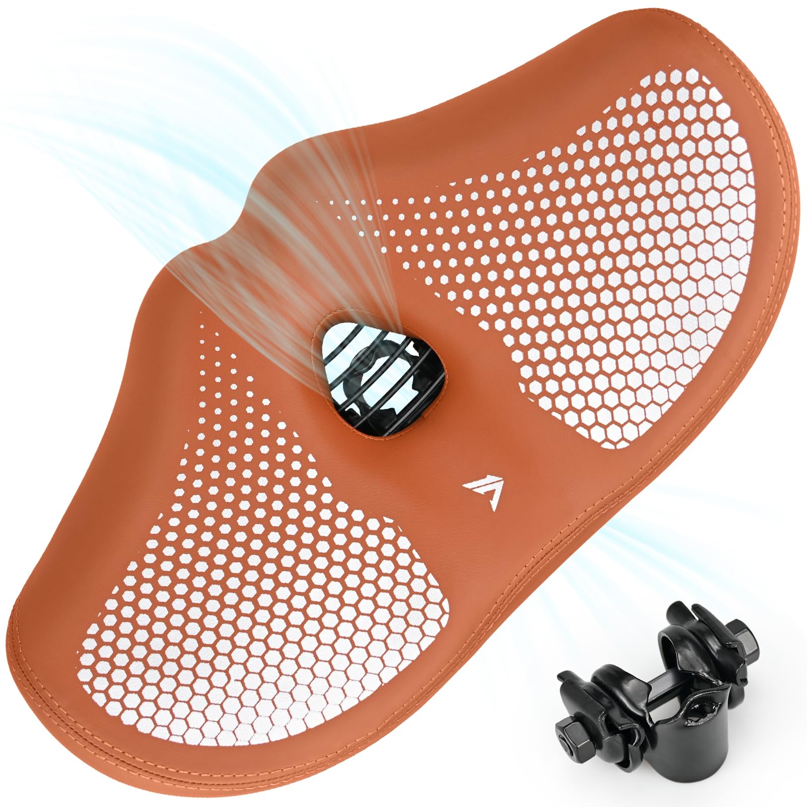 KOOOGEAR Bike Seat, Wide Bike Seat Cushion,Comfortable Soft Saddle Breathable Mountain Bike Seat for MTB Mountain Bike,Folding Bike,Road Bike,Spinning Bike (Bronw)