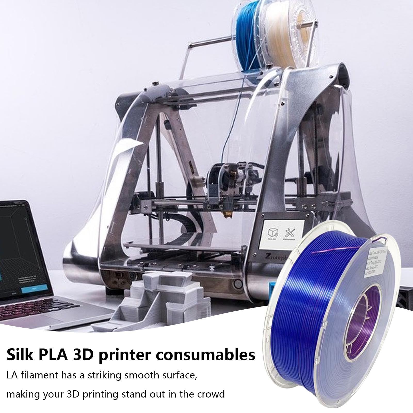 Jedwabny filament do drukarki, jedwabny filament - materiały | eksploatacyjne do drukarki dwukolorowy filament drukarski, błyszczący kolor materiału drukarskiego 3