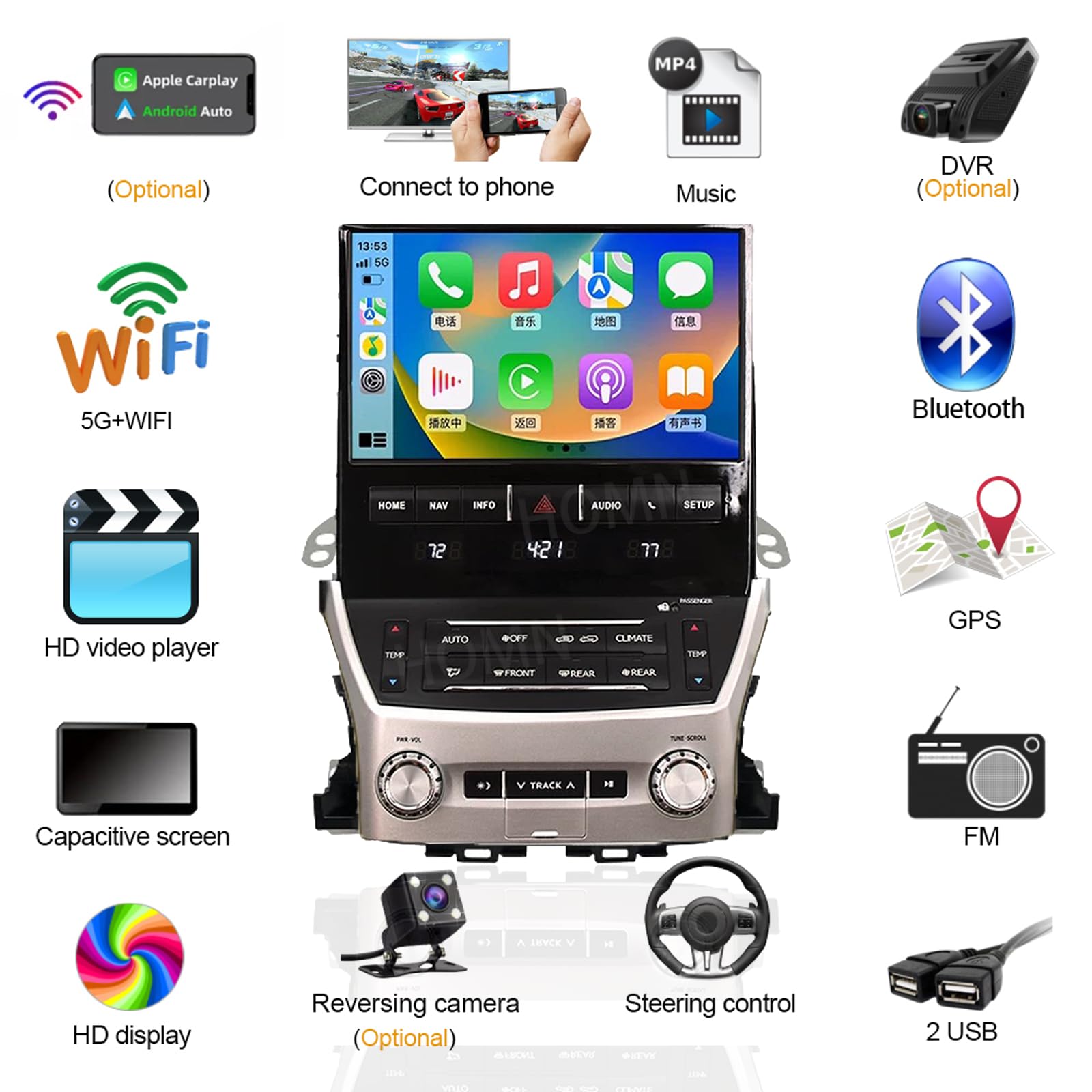Amazon.com: HOMN Car Radio 10.1 Inch Stereo for Toyota Land