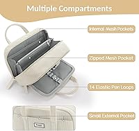 Vista 4 de Sooez Estuche grande para lápices, extra grande con 5 compartimentos, bolsa para bolígrafos de amplia apertura, organizador suave de gofres