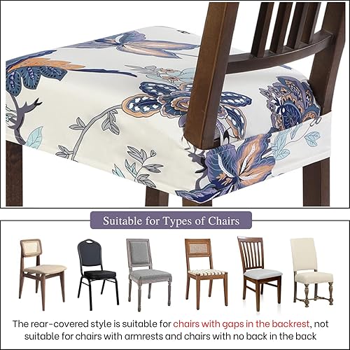 Miniatura 6 de SearchI Juego de 4 fundas elásticas para asiento de silla de comedor, suaves, extraíbles y lavables, protectores de asiento de comedor (cubierta