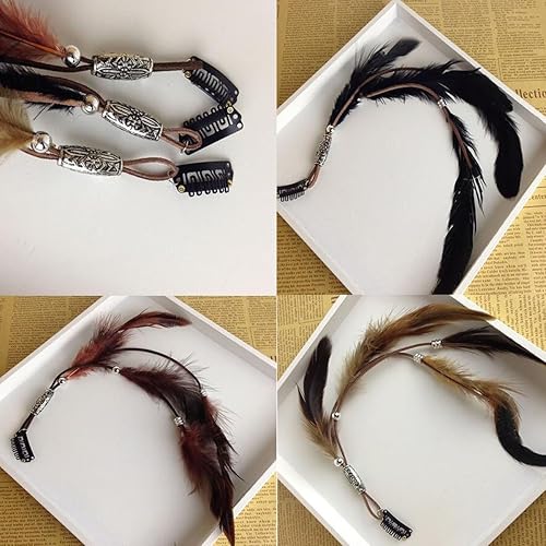 Miniatura 2 de 3 extensiones de cabello hechas a mano con clip de plumas bohemias, para mujer, estilo hippie, horquilla para el cabello, accesorios de bricolaje
