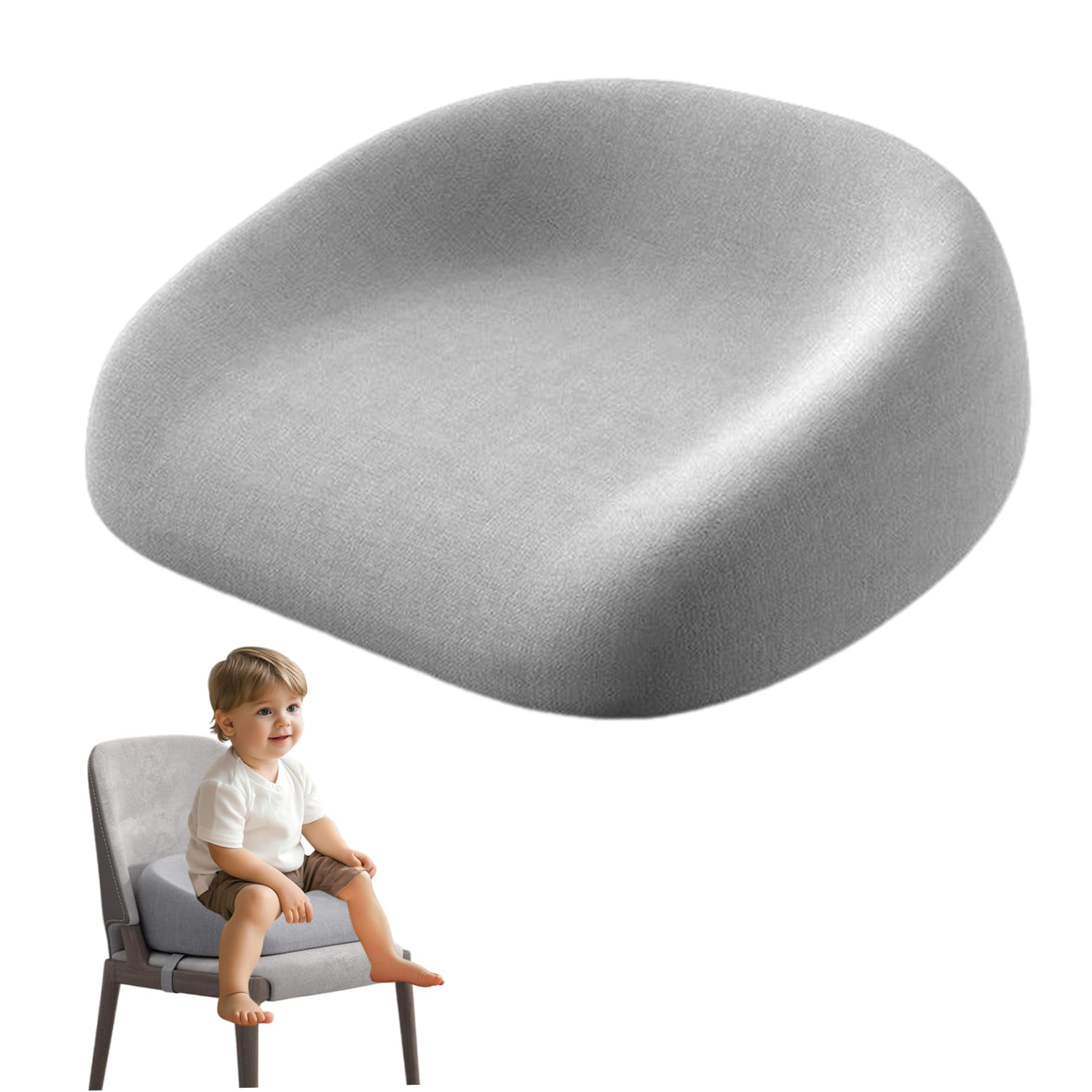 Toddler Booster Seat, Booster Seat for Table, Square Dismountable Booster Seat with Adjustable Safety Belts Non-Slip Reusable Children Booster Seat for Home, Restaurants, Theaters, Grey