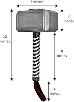 Vista 2 de Marvel: Avengers Endgame Thor Mjolnir Hammer accesorio para disfraz