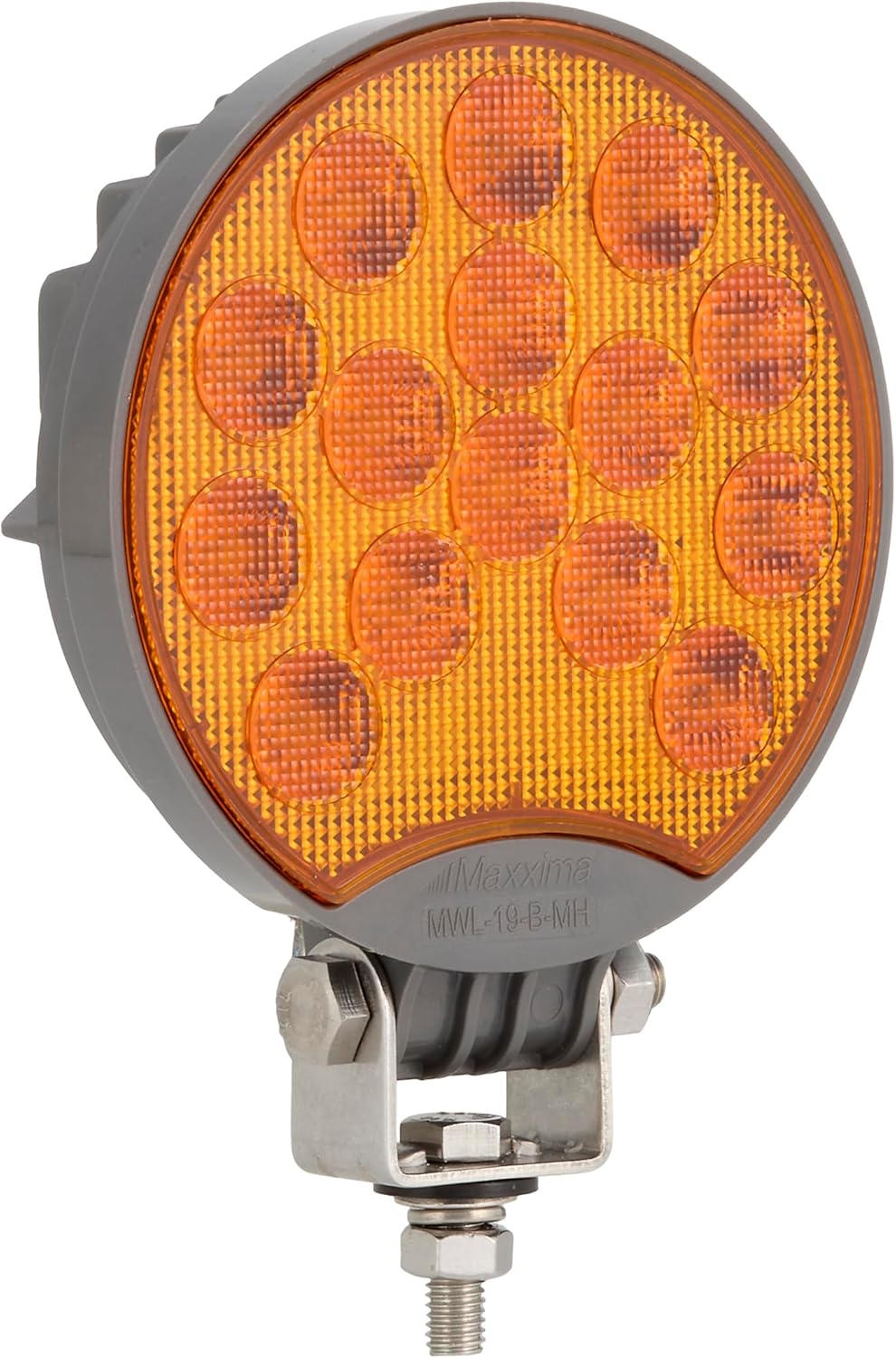 Maxxima 15 LED Round Work Light for Trucks and Heavy Duty, Amber Lens 12/24VDC MaxxHeat