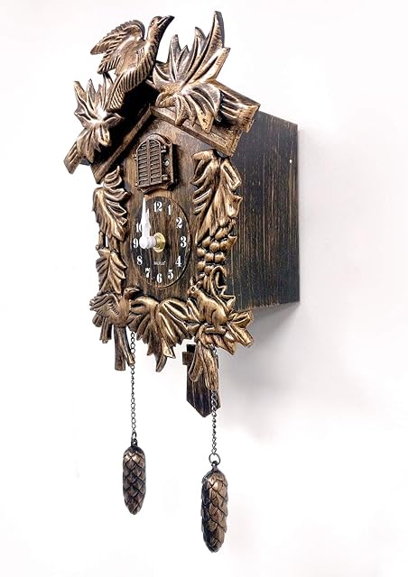 WALPLUS 20.2x37cm Brown Vintage Cuckoo Clock With Cuckoo Call Simple Fashionable antique style Pendulum Clock Home DIY Decoration Office Accessories Minimalist Design Bedroom Decor Stylish Living Room