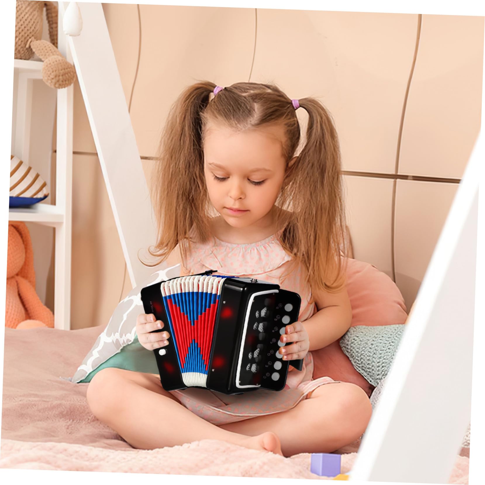 Toyvian Fisarmonica Giocattolo per Mini Portatile Tasti Bassi Pulsanti Strumento Musicale per Piccoli con Design Ergonomico Facile da Usare per Sviluppo Musicale e Ritmo