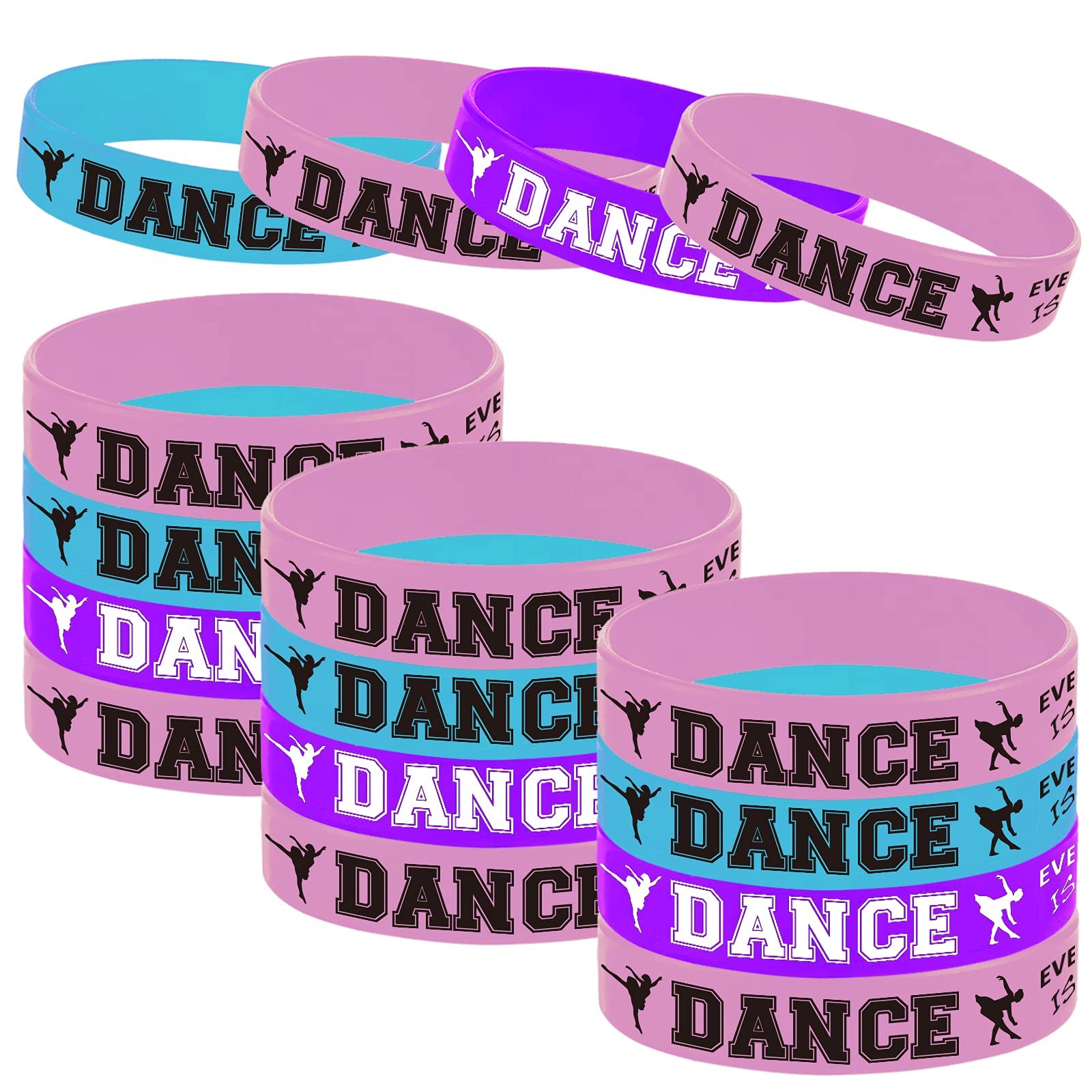 BignzwUra 48PCS Ballet Dance Party Rubber Wristbands - Dacing/Dance Movements Ballerina First 21st Birthday Party Favors Supplies Decorations Goodie