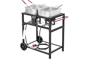 Propane Outdoor Double Burner Deep Fryer Cart
