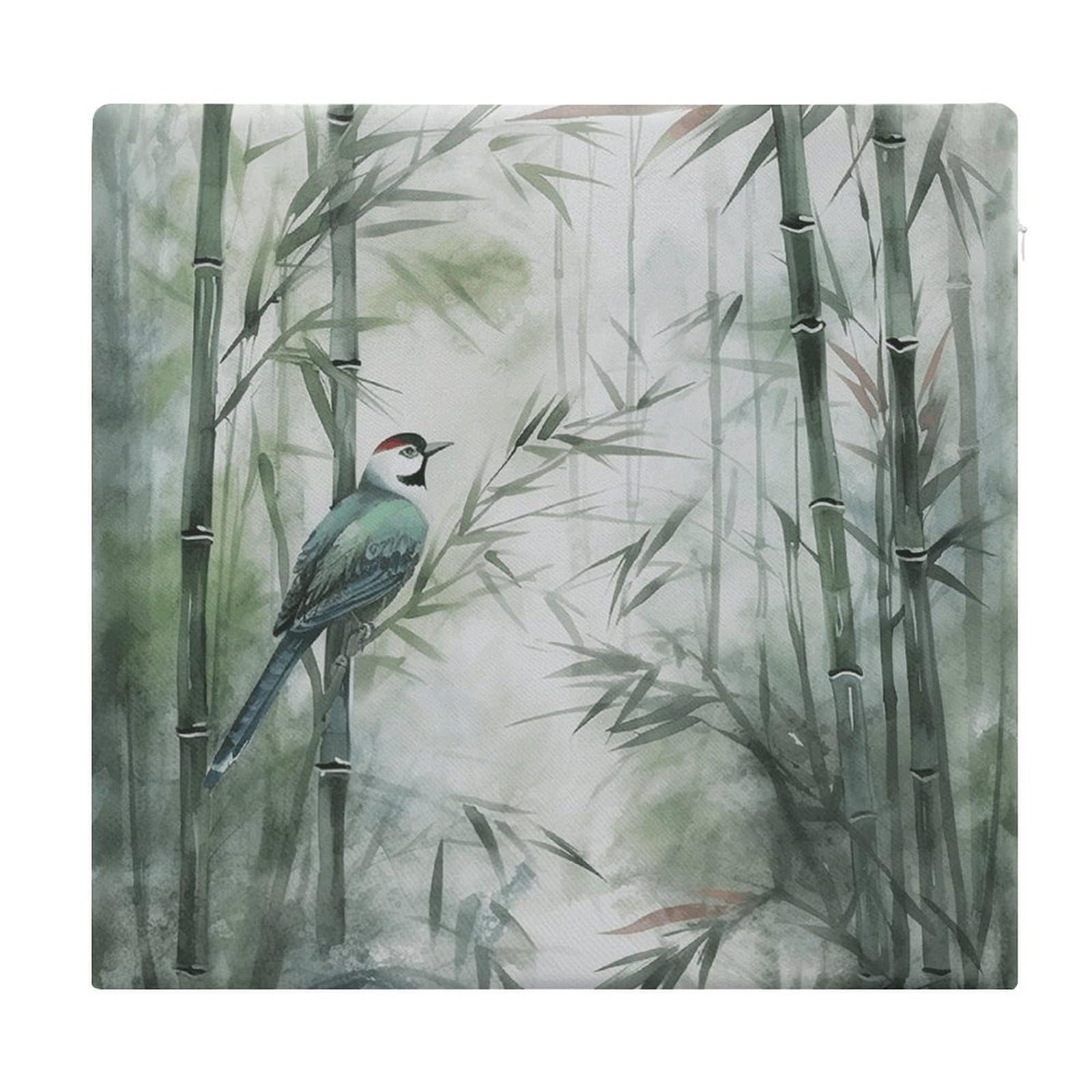 FekiLoot - Green Birds Painting Seat Cushion Outdoor Square Memory Foam Non-Slip Comfort Meditation Floor Cushion for Kitchen Dining Room Office Chairs