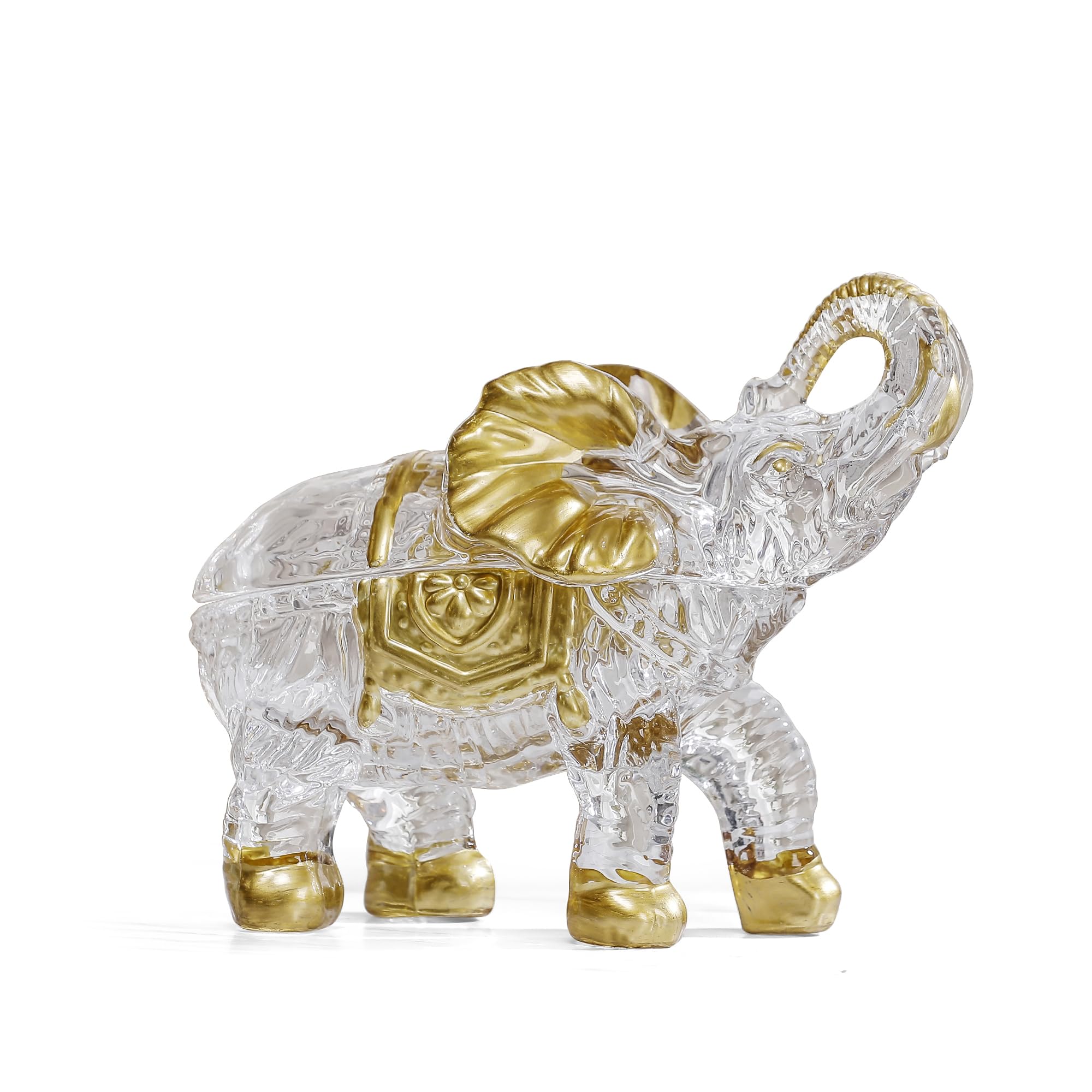 Grands bocaux à bonbons en cristal peints à la main en forme d'éléphants avec couvercle, cadeaux pour les amateurs d'éléphants, décoration de collection pour centre de table à la maison.