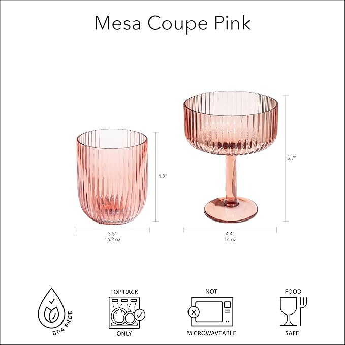 Set de 6 Copas Mesa Acrílicas Rosa - 14 oz miniatura 2