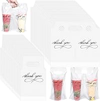 Vista 1 de MJOGGOTT Paquete de 500 bolsas de plástico transparente para beber, portavasos con asa, soporte desechable de agradecimiento para bebidas, café