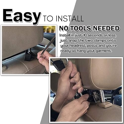 Miniatura 4 de ZONETECH Colgador cromado para reposacabezas de coche, 1 paquete  Soporte para ropa de alta calidad para chaqueta, traje con reposacabezas Rodhanger