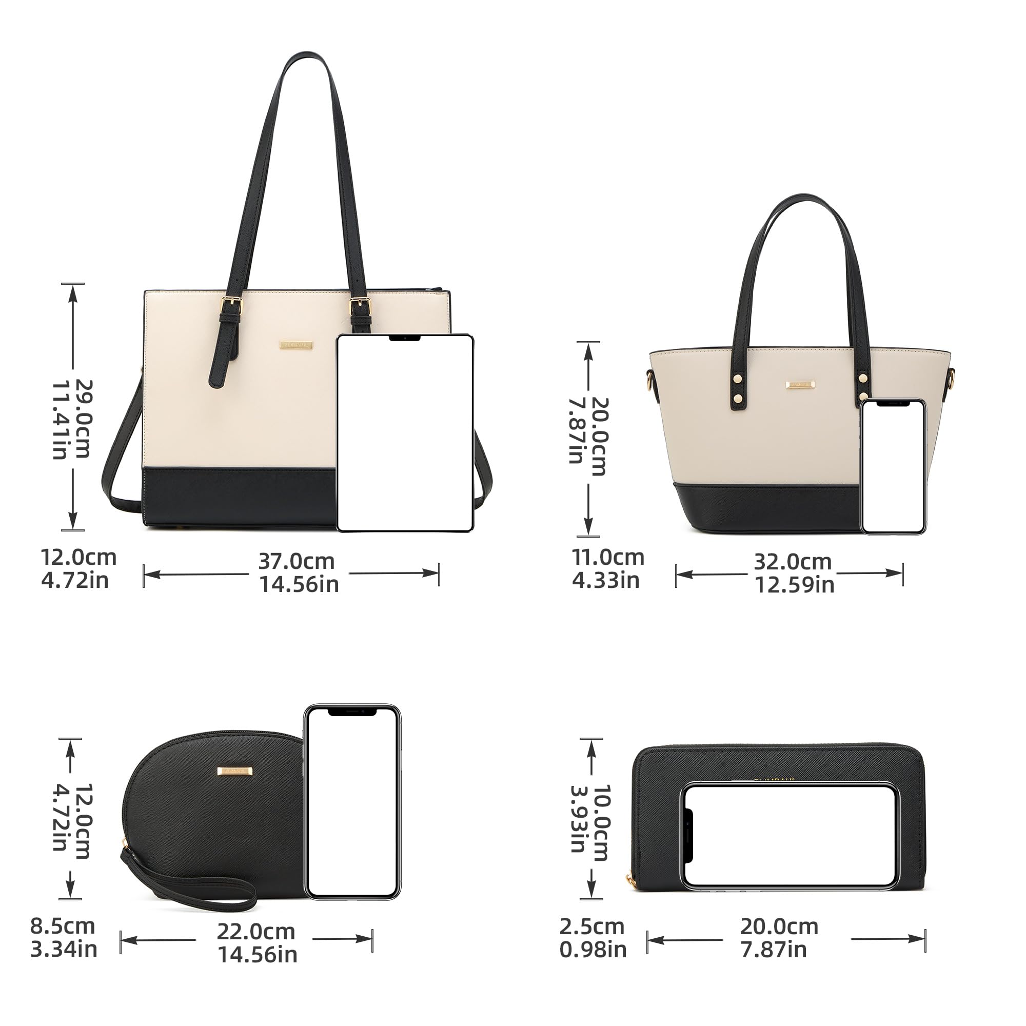 Modische Damen-Handtaschen, Tragetasche, Schultertasche, Tragegriff oben, Geldbörsen-Set