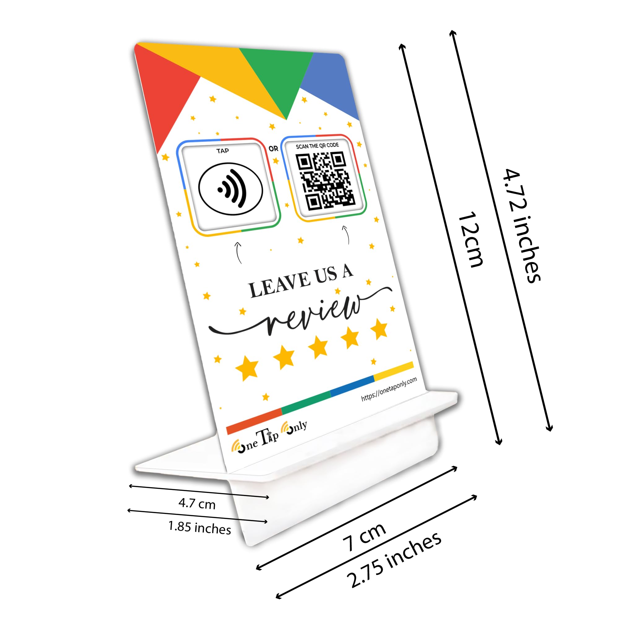 Supporti per recensioni Google Tap (confezione da 3) di TapFive - Tocca per recensioni istantanee - Compatibile con tutti i telefoni - Smart Tap riutilizzabile NFC e QR - Aumenta le recensioni azienda